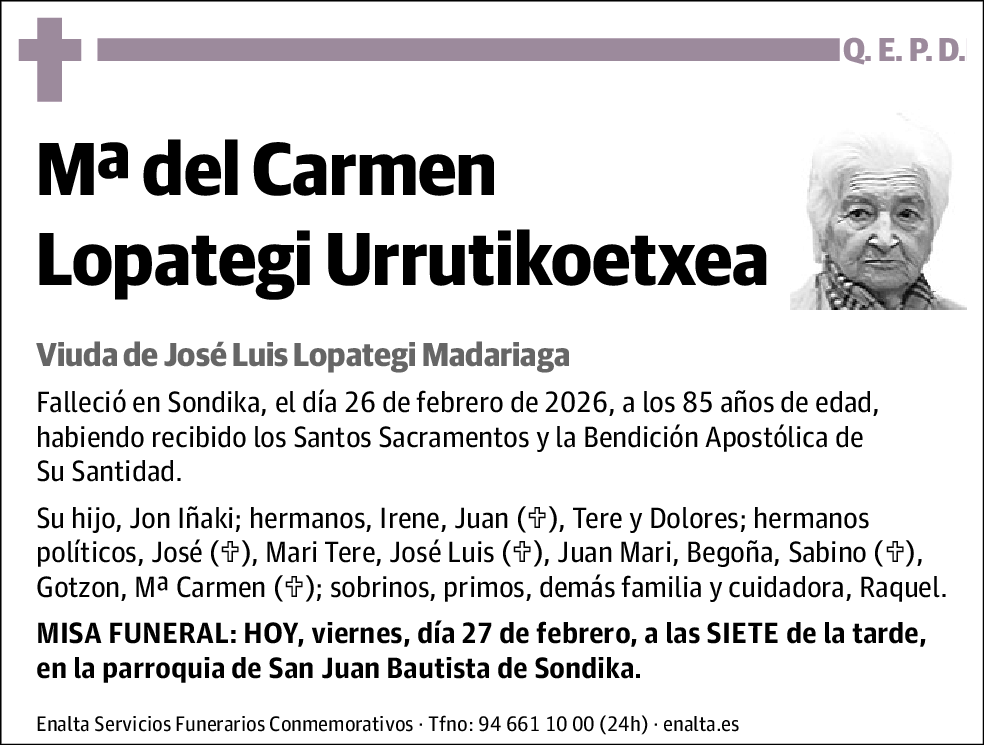 Maria Del Carmen Lopategui Urruticoechea