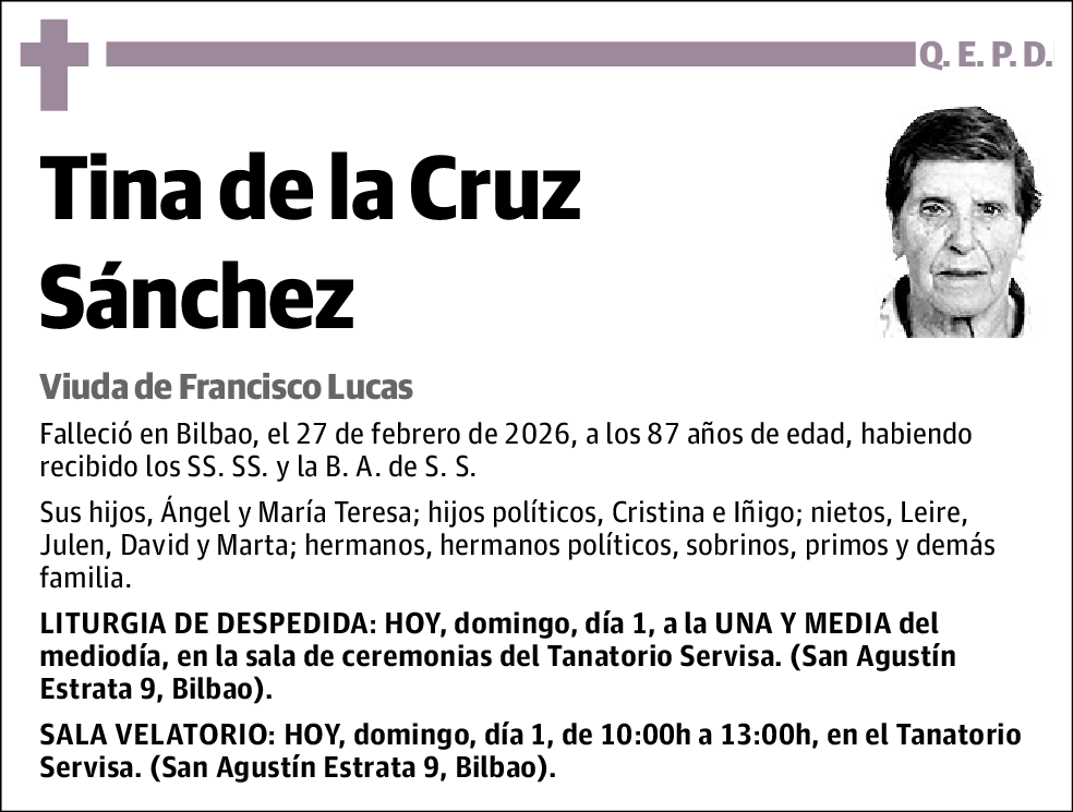 Tina de la Cruz Sánchez