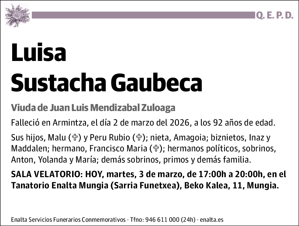 Luisa Sustacha Gaubeca