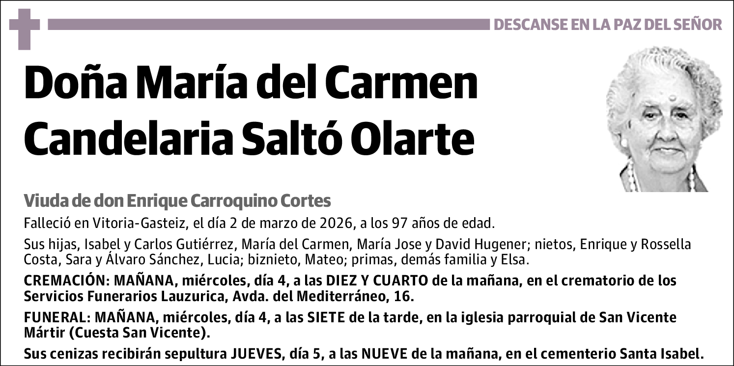 María del Carmen Candelaria Saltó Olarte