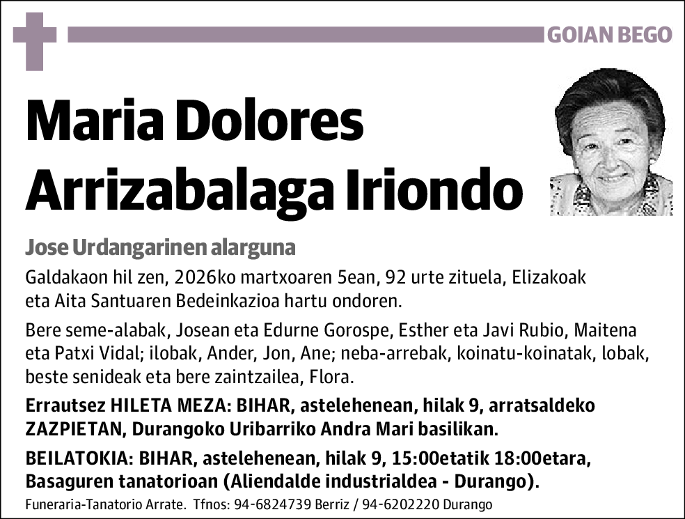 Maria Dolores Arrizabalaga Iriondo
