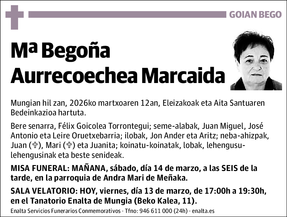 Mª Begoña Aurrecoechea Marcaida