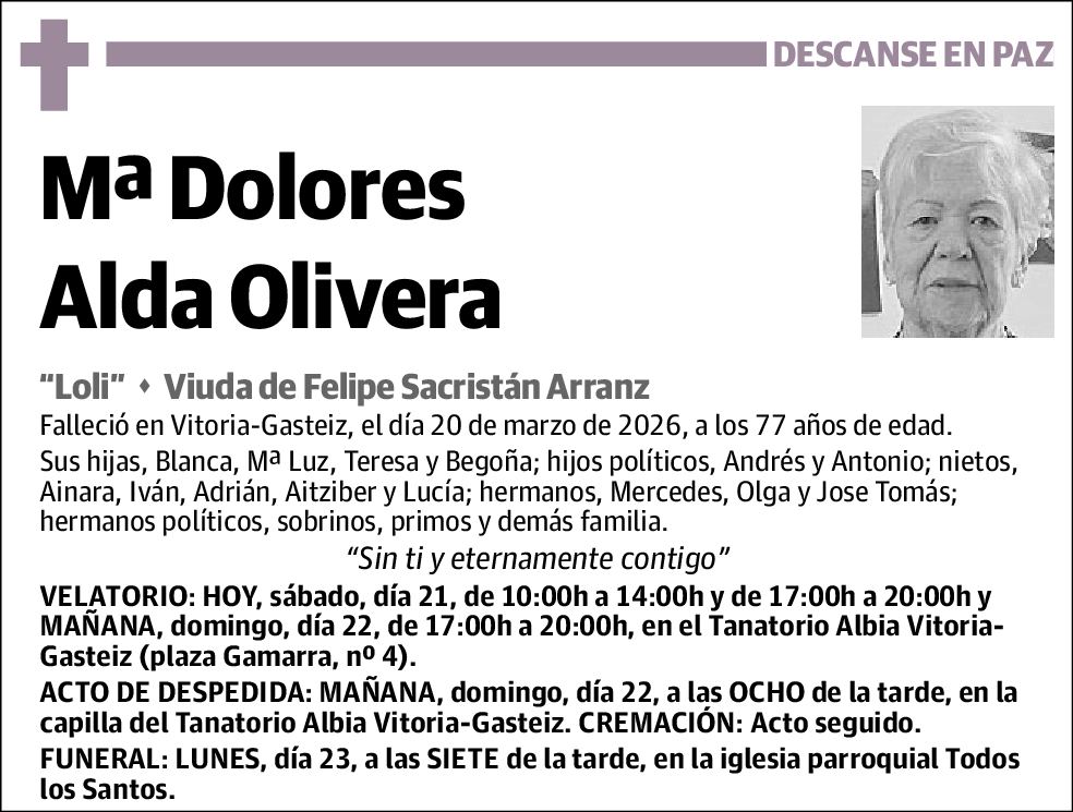 Mª Dolores Alda Olivera