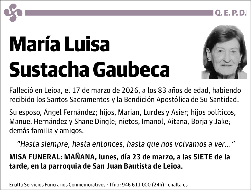 María Luisa Sustacha Gaubeca