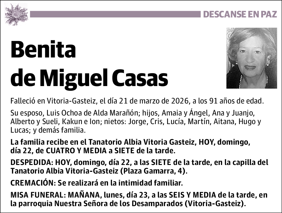 Benita De Miguel Casas