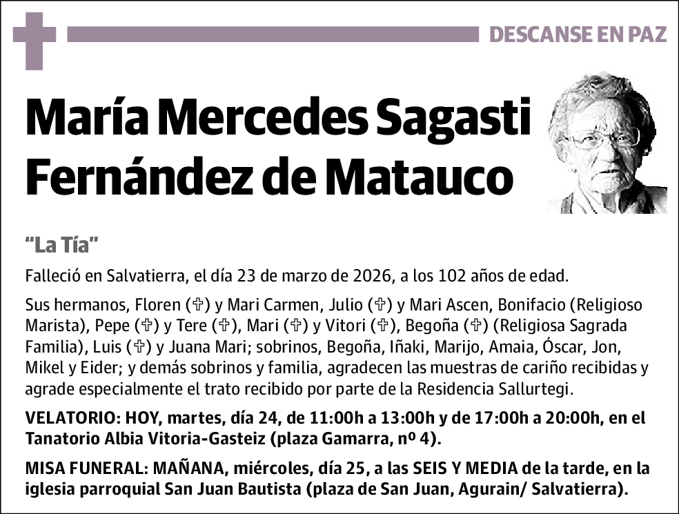 María Mercedes Sagasti Fernández de Matauco