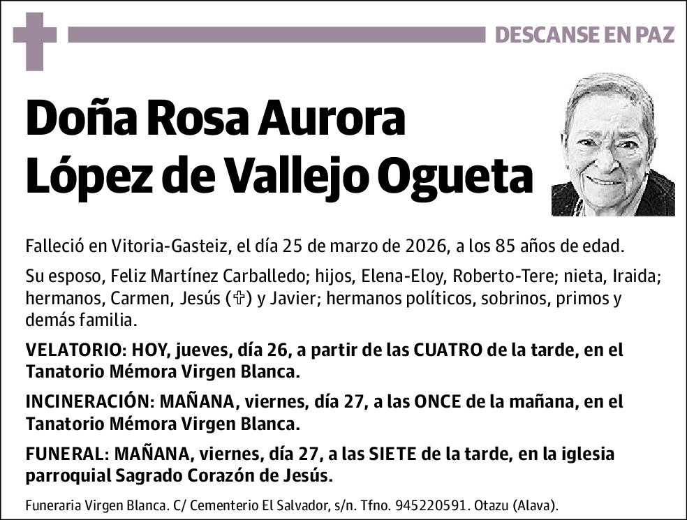 Rosa Aurora López de Vallejo Ogueta