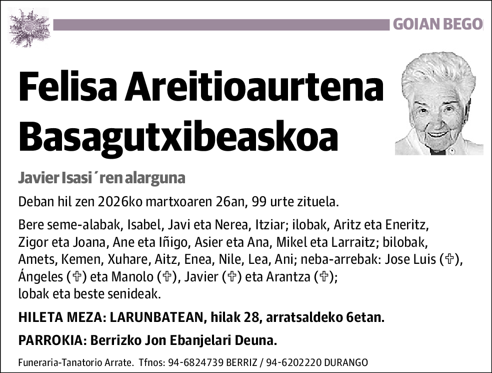 Felisa Areitioaurtena Basagutxibeaskoa