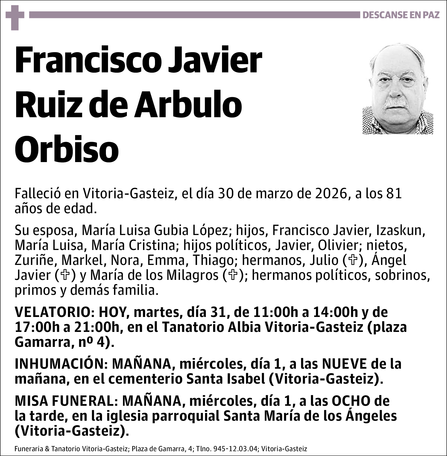 Francisco Javier Ruiz de Arbulo Orbiso