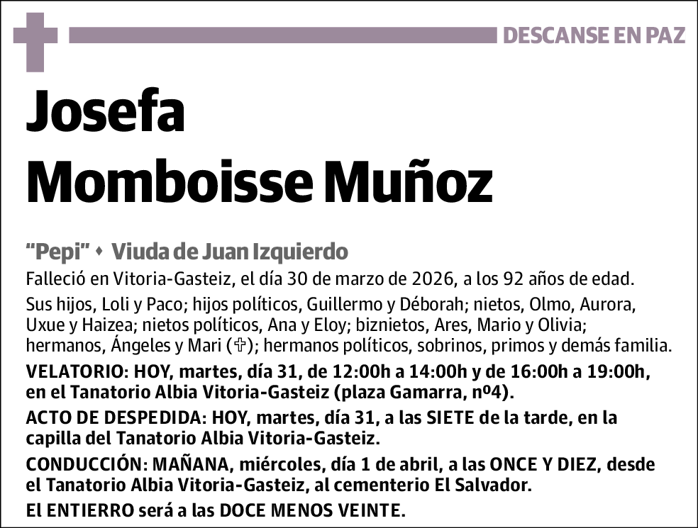 Josefa Momboisse Muñoz