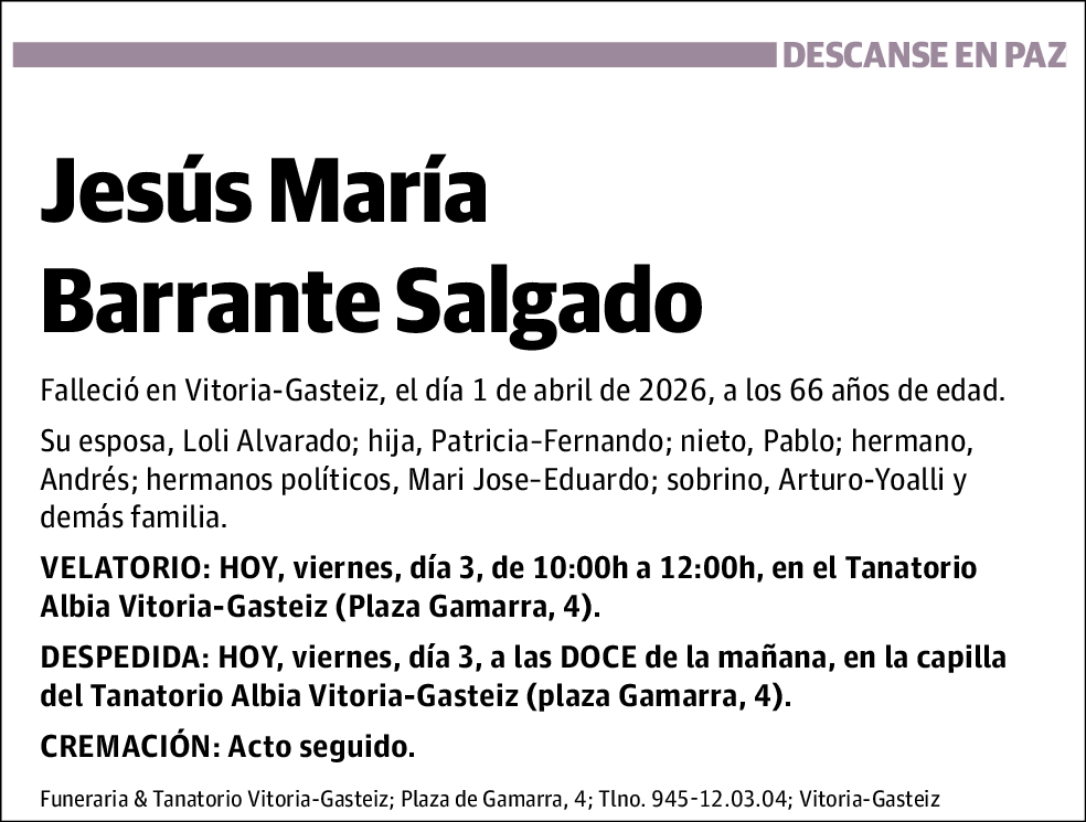 Jesús María Barrante Salgado