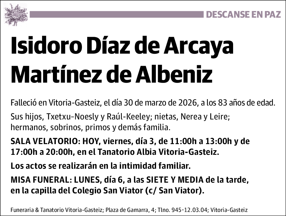 Isidoro Díaz de Arcaya Martínez de Albeniz