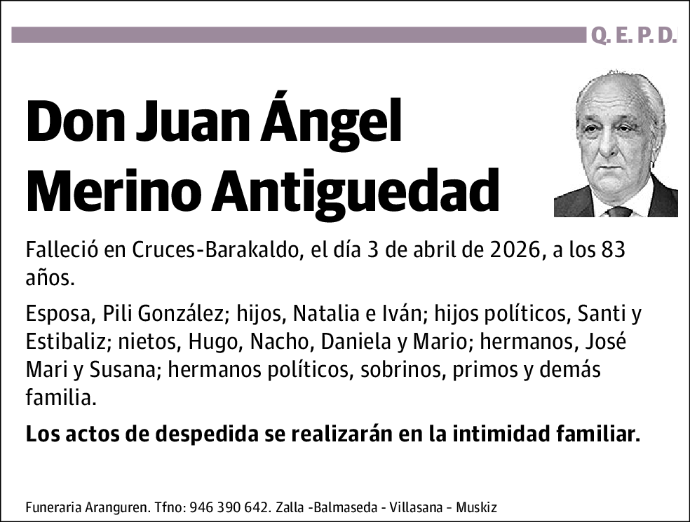 Juan Ángel Merino Antiguedad