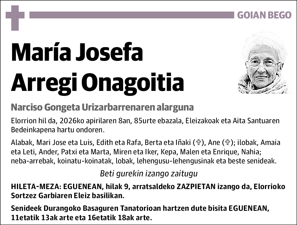 María Josefa Arregi Onagoitia