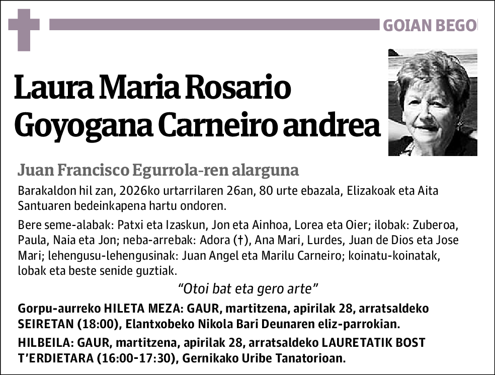 Laura Maria Rosario Goyogana Carneiro