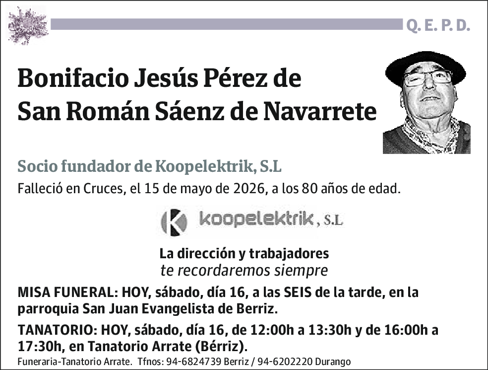 Bonifacio Jesús Pérez de San Román Sáenz de Navarrete