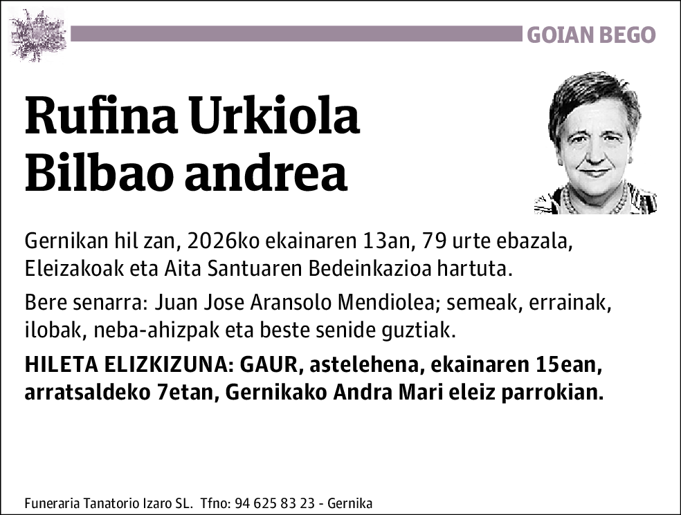 Rufina Urkiola Bilbao