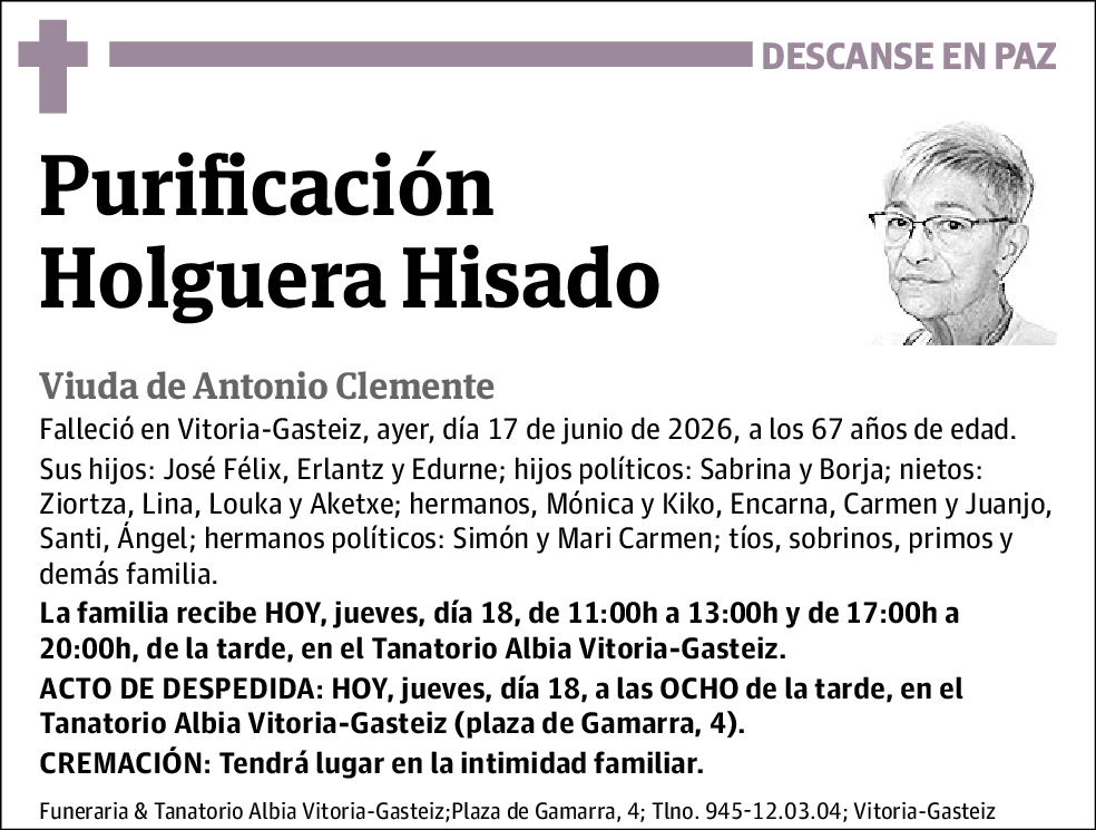 Purificación Holguera Hisado