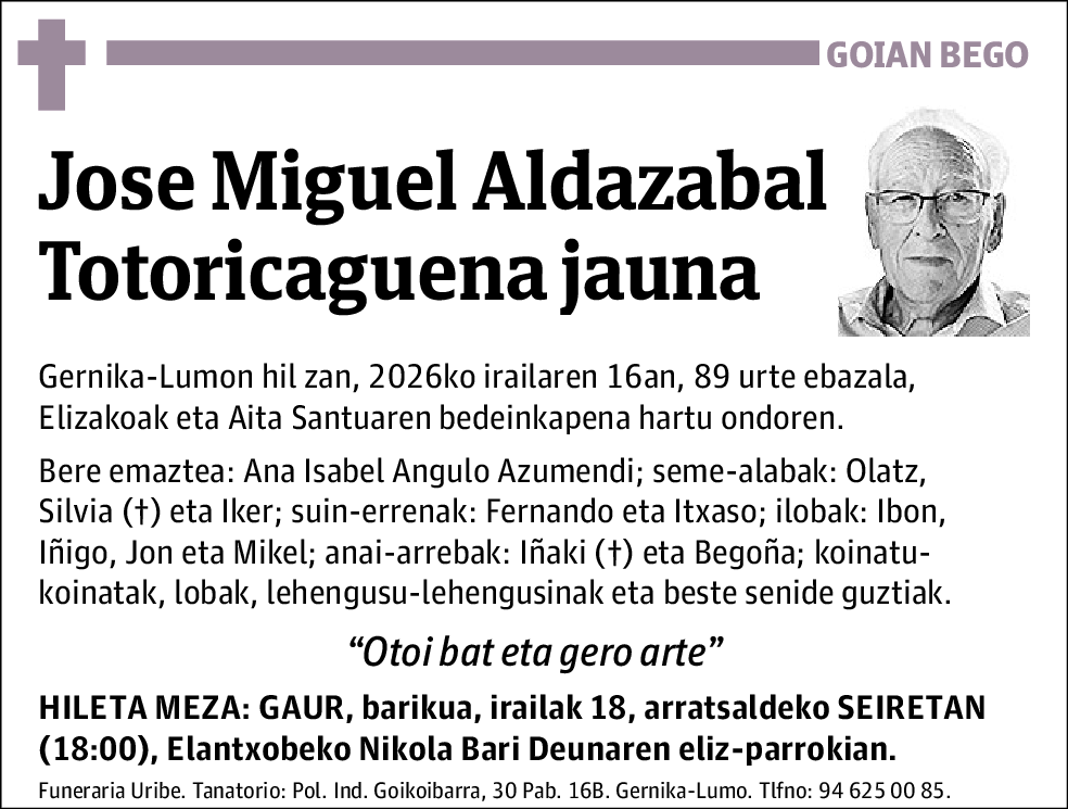 Jose Miguel Aldazabal Totoricaguena