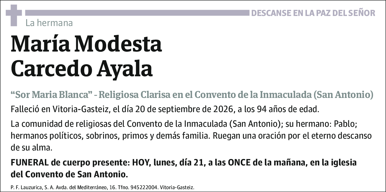 María Modesta Carcedo Ayala