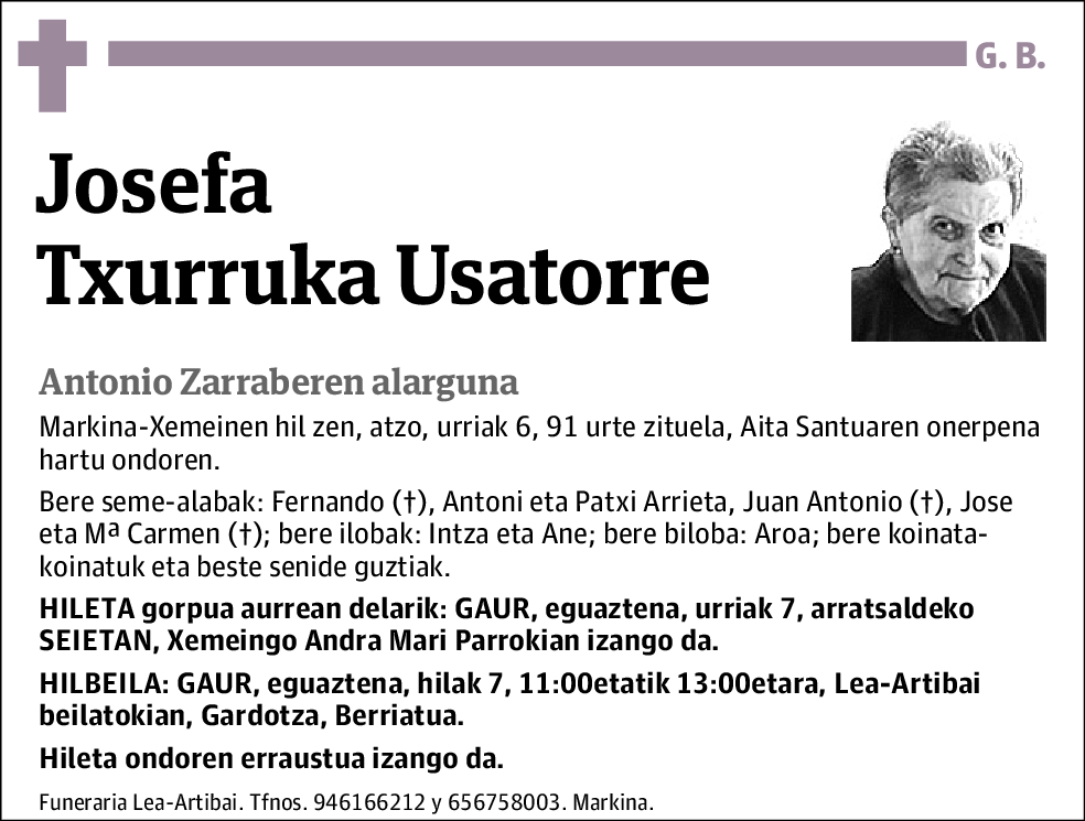Josefa Txurruka Usatorre