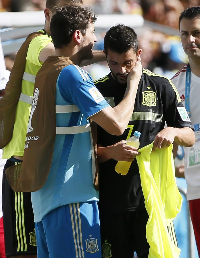 Villa, desolado tras ser sustituido en el partido frente a Australia