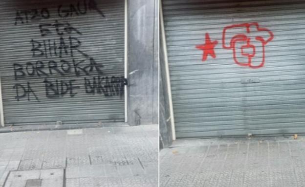 Aparecen pintadas con llamadas a «la lucha» en la sede del PSE de Ibarrekolanda