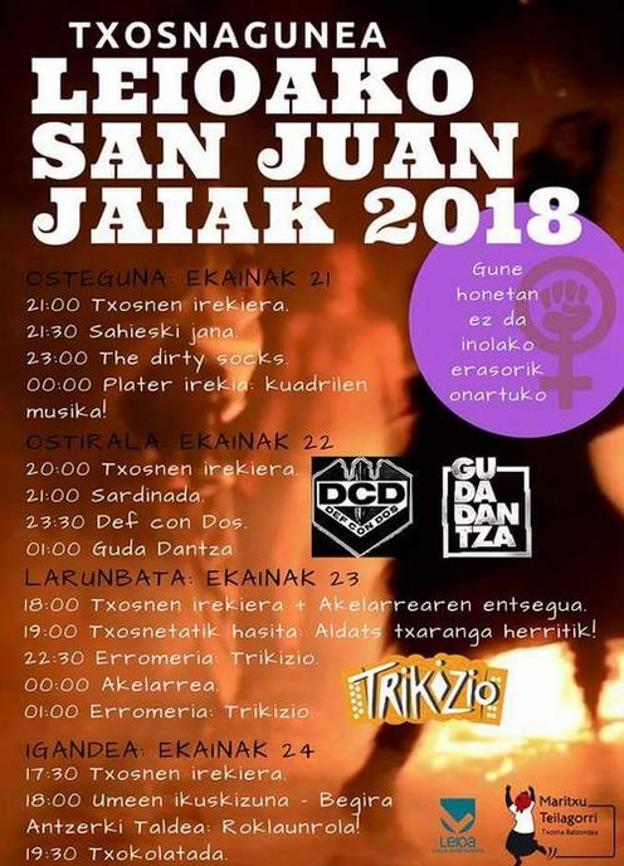 Programa de fiestas de San Juán 2018 en Leioa: Txosnagunea