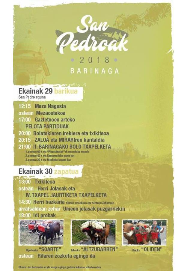 Programa de fiestas de Markina 2018: Barinagako Jaiak