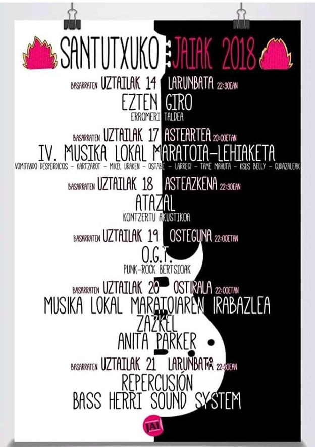 Conciertos de las fiestas de Santutxu 2018: Santutxuko jaiak