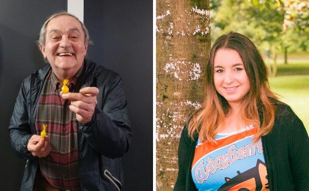 El actor Zorion Egileor y la comparsera Saioa Domínguez, pregonero y txupinera de Aste Nagusia