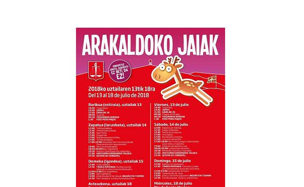 Programa de fiestas de Arakaldo 2018: Santa Marina Jaiak