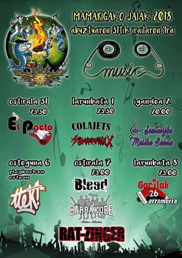Programa de fiestas de Mamariga 2018: Mamarigako Jaiak