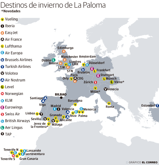 El aeropuerto contará este invierno con 22 destinos internacionales, más que nunca