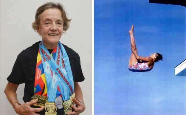 Ibone Belausteguigoitia, la primera olímpica vasca, sigue tirándose a la piscina con 88 años