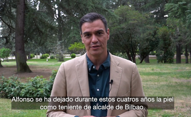 Pedro Sánchez pide en un vídeo el voto para Gil por «dejarse la piel» en transformar Bilbao
