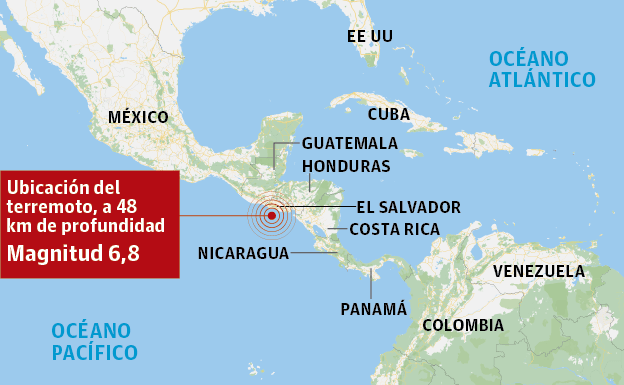 El Salvador levanta la alerta de tsunami tras un terremoto de 6,8 grados