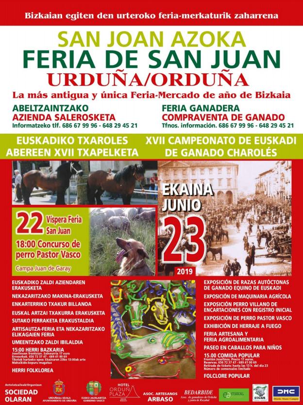 Programa de la feria de San Juan 2019 en Orduña