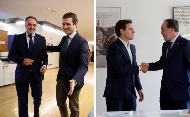 Casado y Rivera romperán con el PSOE si pacta con Bildu para gobernar Navarra