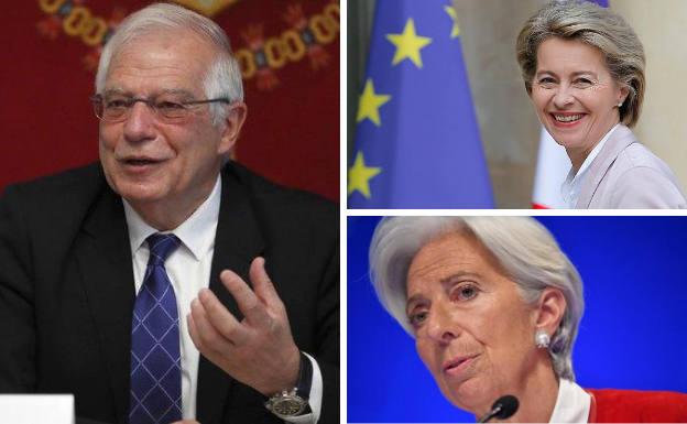 Los perfiles de Borrell, Von der Leyen y Lagarde