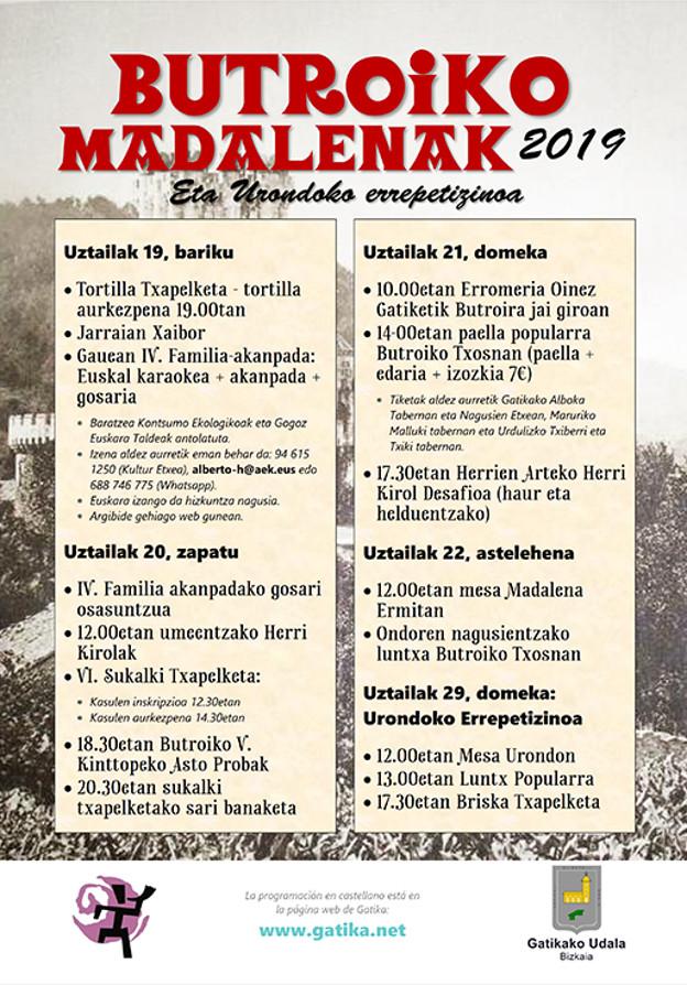 Programa de fiestas de Butrón 2019: Butroiko Madalen Jaiak