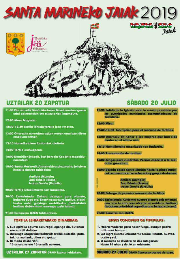 Programa de fiestas de Urduliz 2019: Santa Marineko jaiak