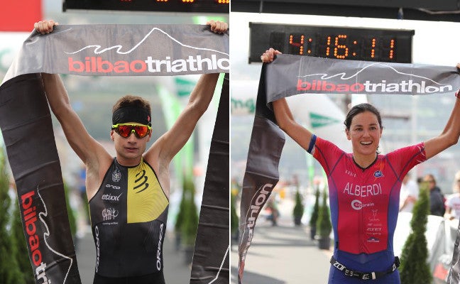 Albert Moreno y Helene Alberdi, los mejores en el regreso del Bilbao Triathlon