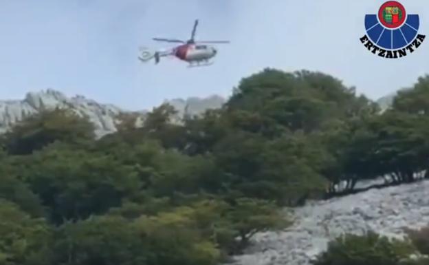 La Ertzaintza evacúa en helicóptero a un trabajador herido en Amoroto