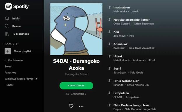 Durangoko Azokak aurtengo nobedadeen musika zerrenda kaleratu du Spotify plataforman