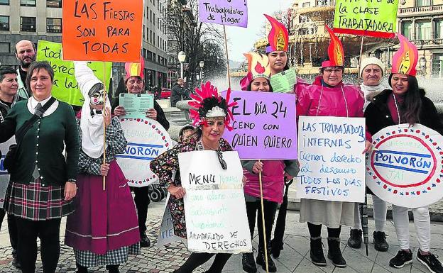 «El 24 ceno en mi casa», claman las empleadas del hogar internas