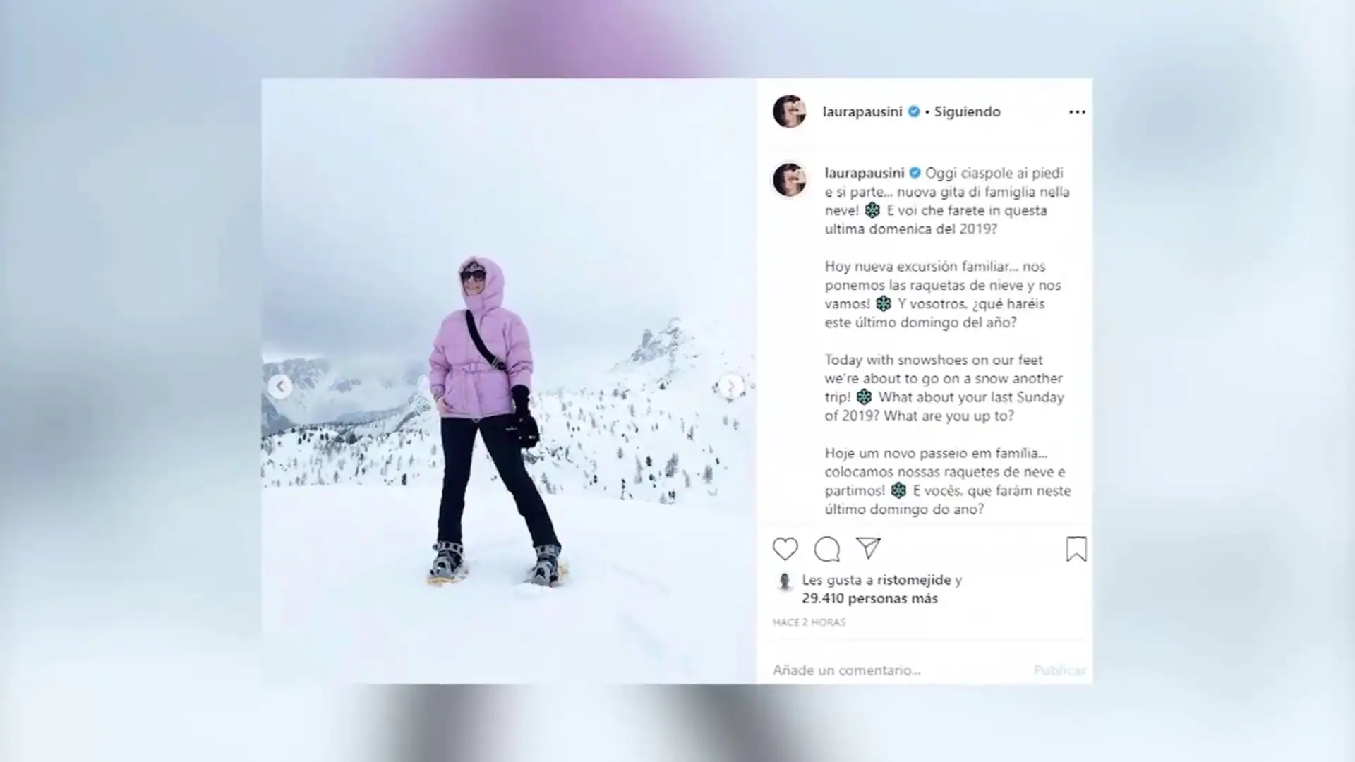 Laura Pausini pasa un fin de semana en familia en la nieve