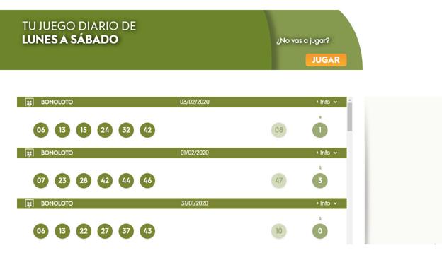 La Bonoloto de ayer premió con más de 2 millones al único acertante de primera categoría