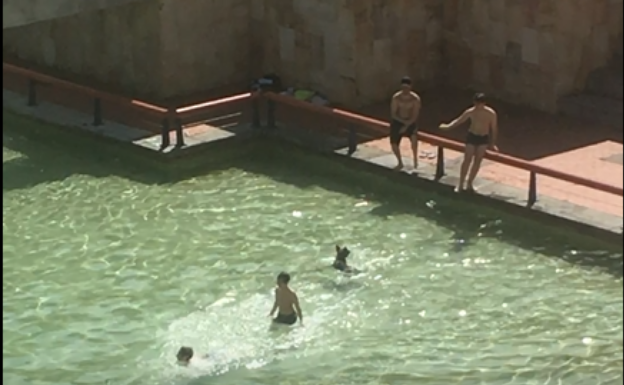 Baño prohibido en el estanque de Amezola