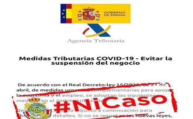 La Guardia Civil alerta sobre una estafa que suplanta a Hacienda aprovechando la crisis del COVID-19